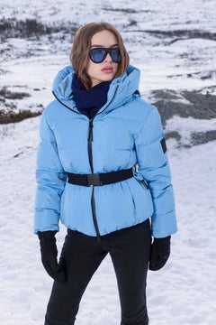 Emily Down Belt Jacket - Lt Blue