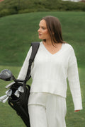 Catherine Cotton Cable Sweater - Cream