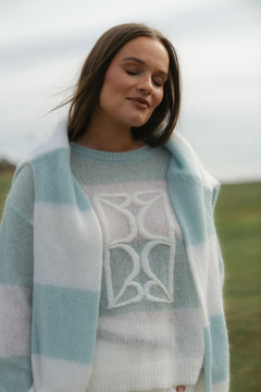 Mohair Stripe Sweater - Blue/Cream