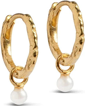 Belle Pearl Hoops - Gold