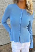 Ida Peplum Cardigan - Blue