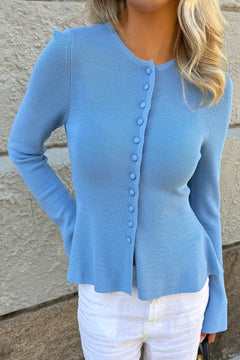 Ida Peplum Cardigan - Blue