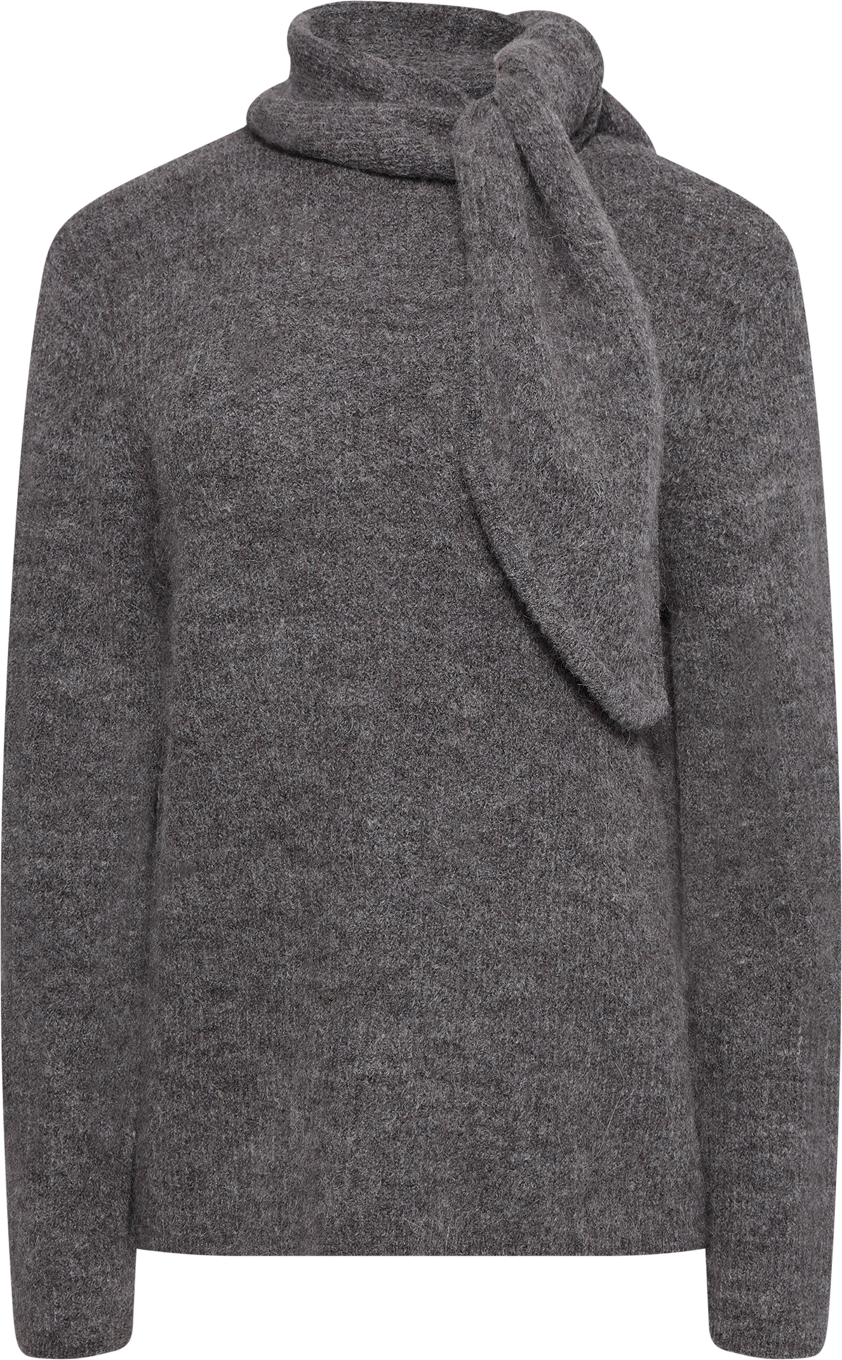 Lulu Ls Bow Knit - Medium Grey Melange