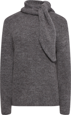 Lulu Ls Bow Knit - Medium Grey Melange