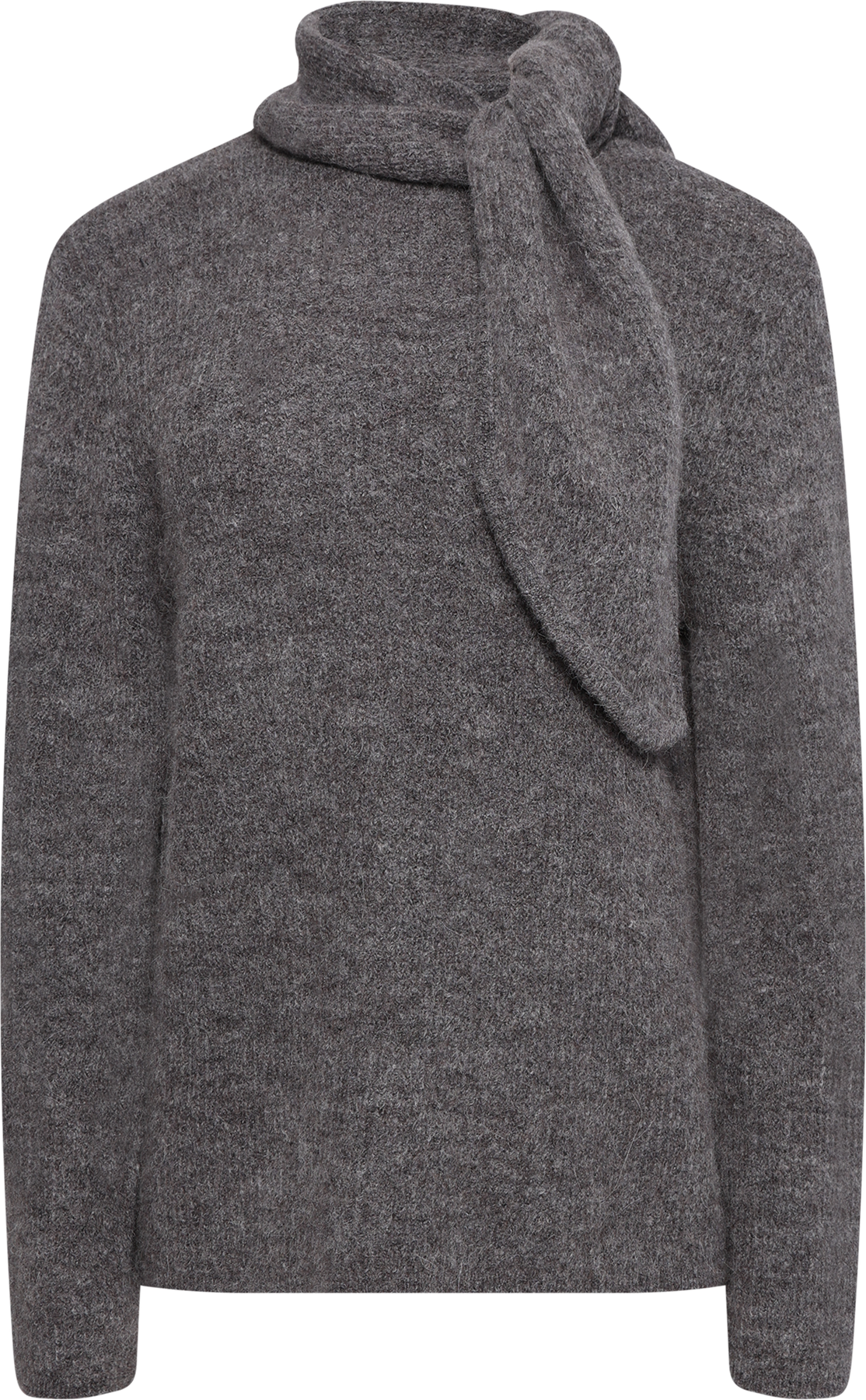 Lulu Ls Bow Knit - Medium Grey Melange