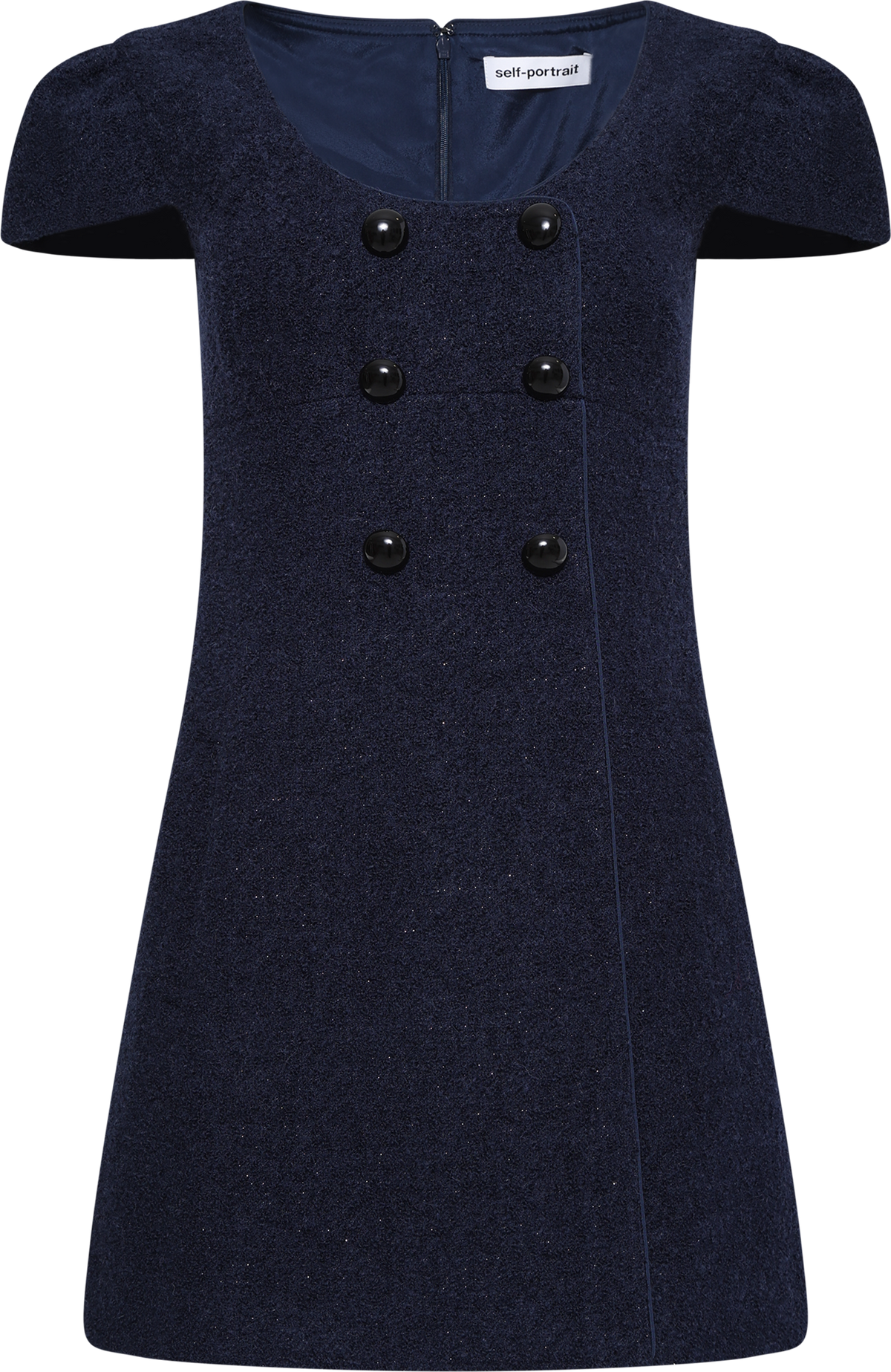 Textured Boucle Mini Dress - Navy