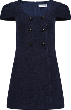 Textured Boucle Mini Dress - Navy