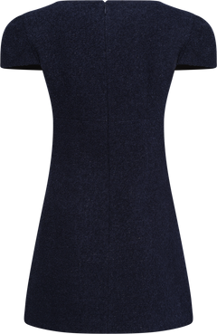 Textured Boucle Mini Dress - Navy