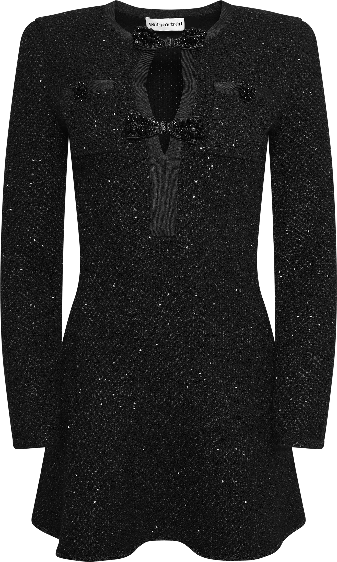 Sequin Knit Mini Dress - Black
