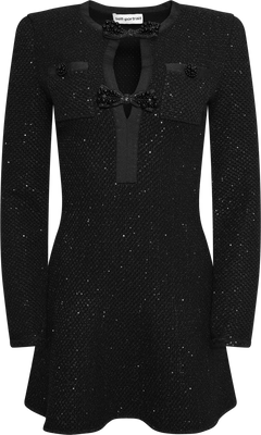 Sequin Knit Mini Dress - Black
