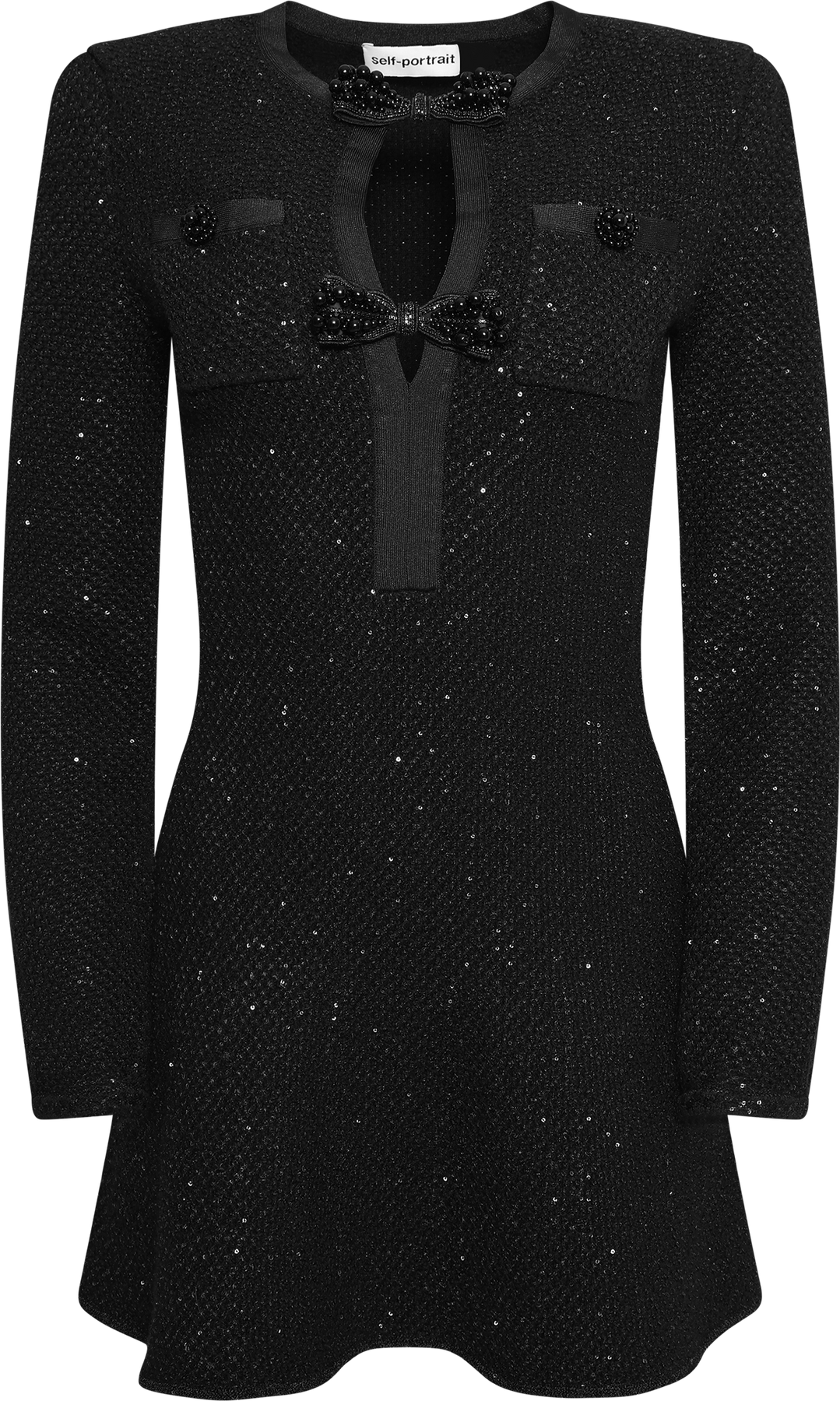 Sequin Knit Mini Dress - Black