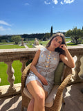Fine Lace Mini Dress - Blue