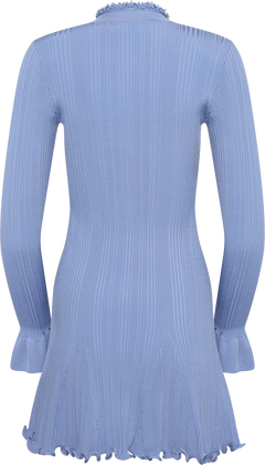 Pearl Trim Knit Mini Dress - Blue