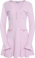 Pearl Trim Knit Mini Dress - Pink