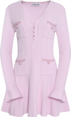 Pearl Trim Knit Mini Dress - Pink