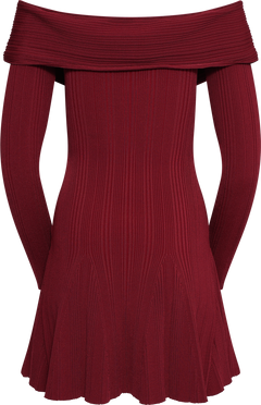 Viscose Knit Mini Dress - Burgundy