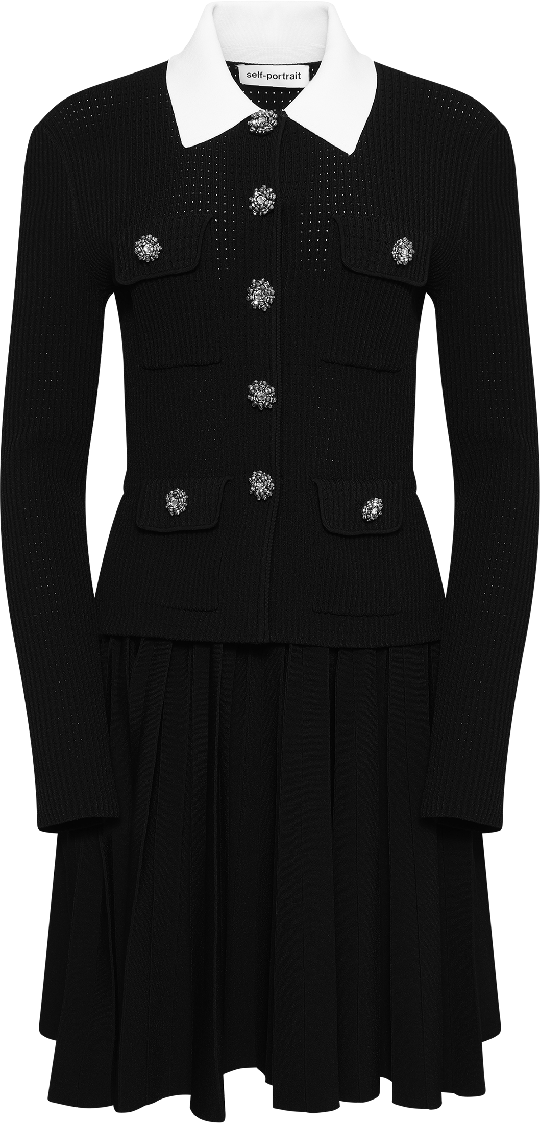 Tailored Knit Mini Dress - Black