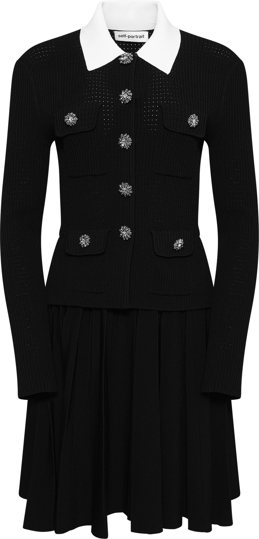 Tailored Knit Mini Dress - Black