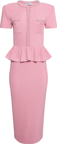 Peplum Knit Midi Dress - Pink