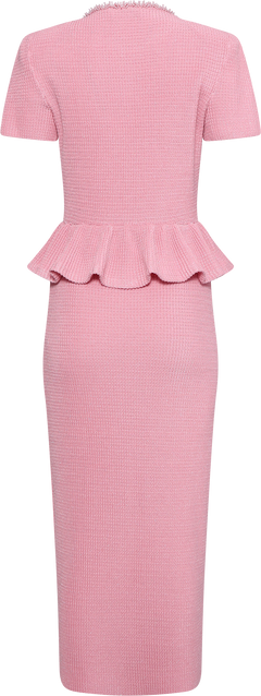 Peplum Knit Midi Dress - Pink
