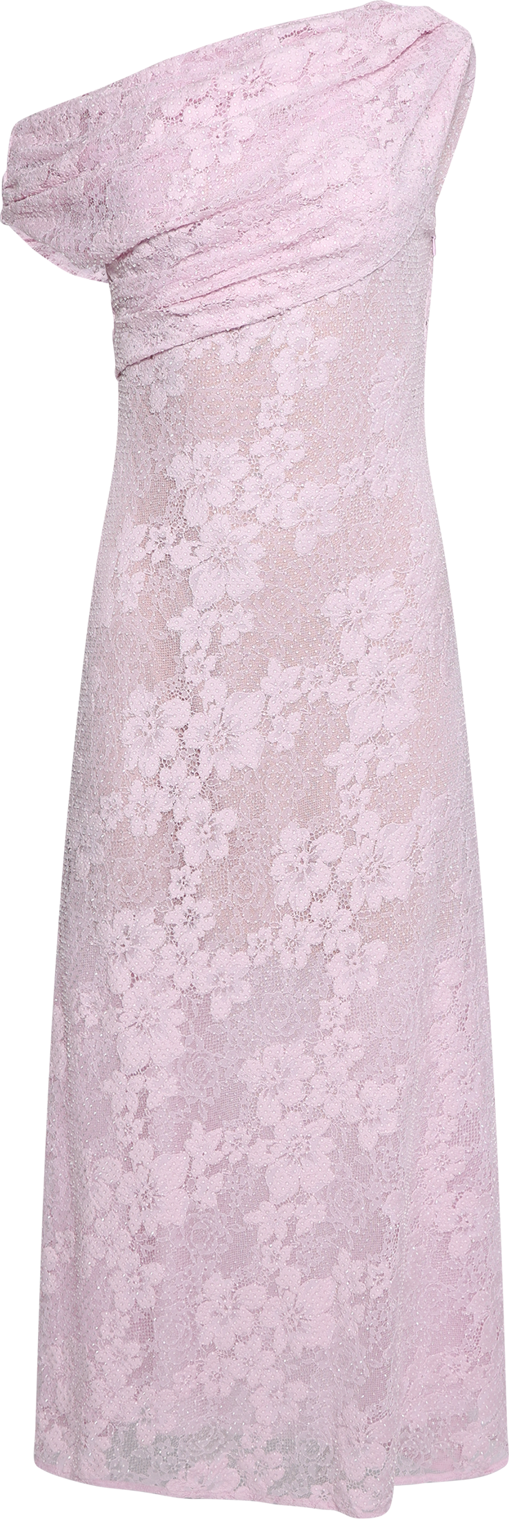 Rhinestone Lace Midi Dress - Pink