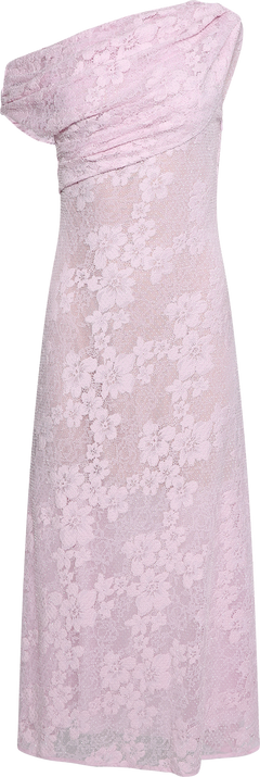 Rhinestone Lace Midi Dress - Pink