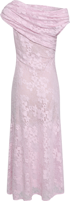 Rhinestone Lace Midi Dress - Pink