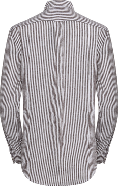 Woven-Sport Shirt - Dark Brown/White