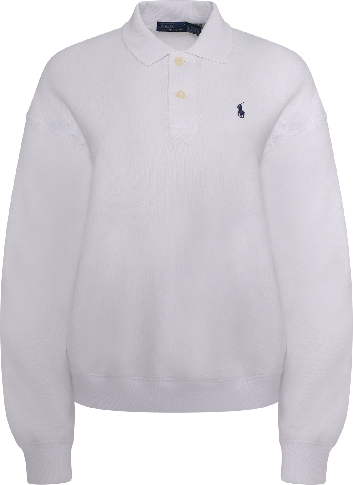 Polo-Collar Fleece Pullover - White