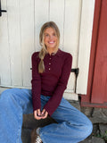 Marte LS Rib Polo Knit  - Wine