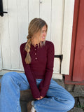 Marte LS Rib Polo Knit  - Wine