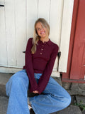 Marte LS Rib Polo Knit  - Wine