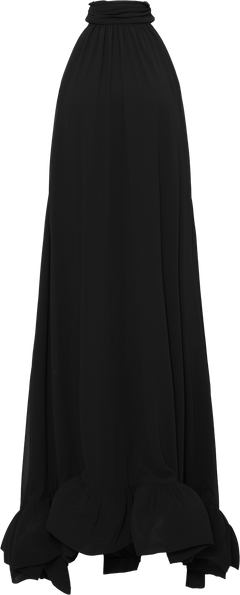 Sabrina Halterneck Ruffled Maxi Dress - Black