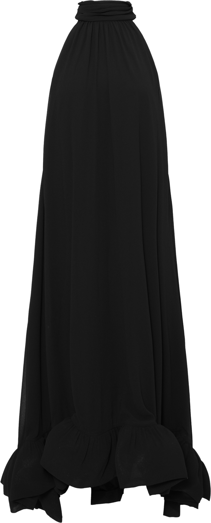 Sabrina Halterneck Ruffled Maxi Dress - Black
