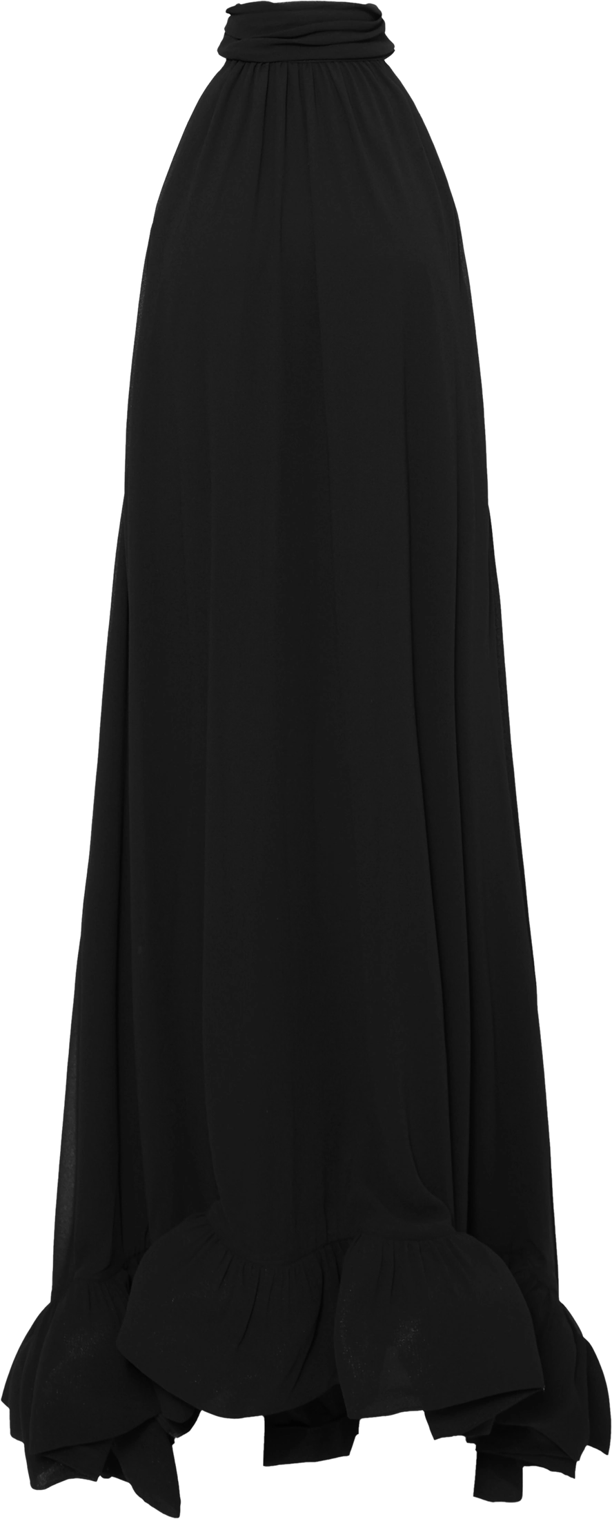 Sabrina Halterneck Ruffled Maxi Dress - Black