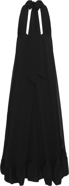 Sabrina Halterneck Ruffled Maxi Dress - Black
