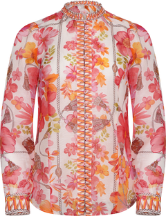Zola Silk Linen Blouse - Coral
