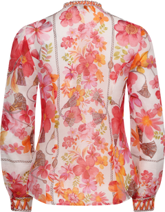 Zola Silk Linen Blouse - Coral