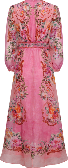 Frida Long Dress Silk Linen - Coral