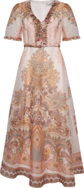 Micah Long Dress Silk Linen - Ivory