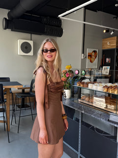 Ella Fitted Mini Dress - Brown