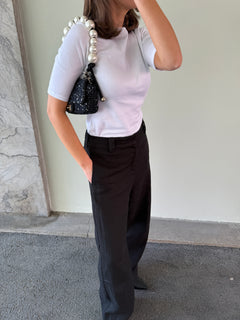Chanel Tweed Pearl Single Flap Bag Mini - Black