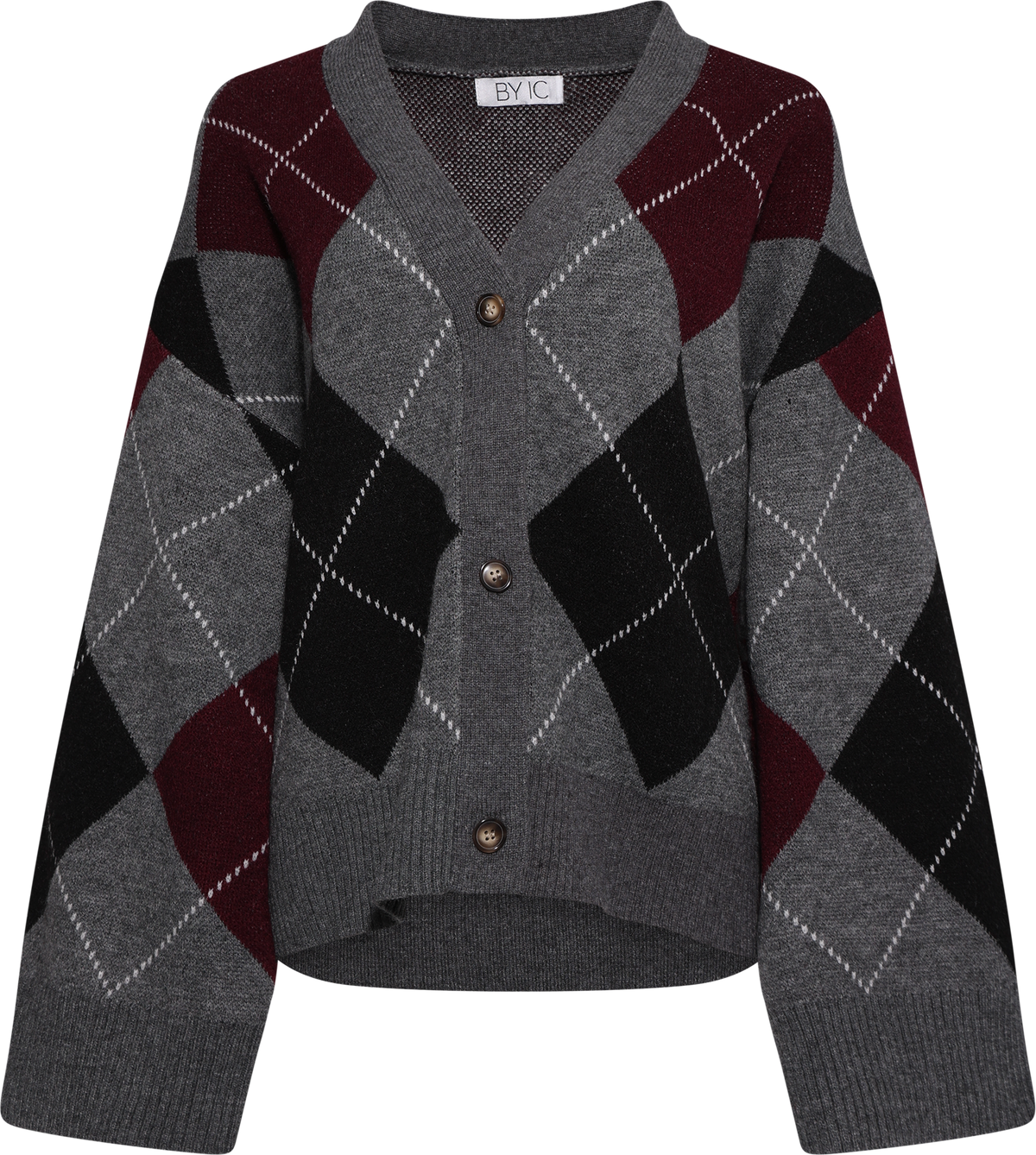 Saschaic Cardigan - Grey Argyle