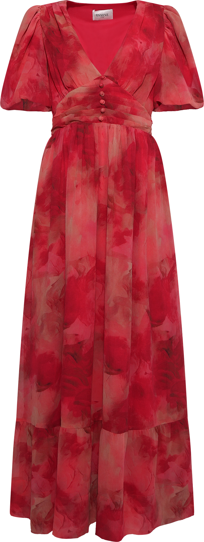 Nordalill Chiffon Maxi Dress - Coral Red