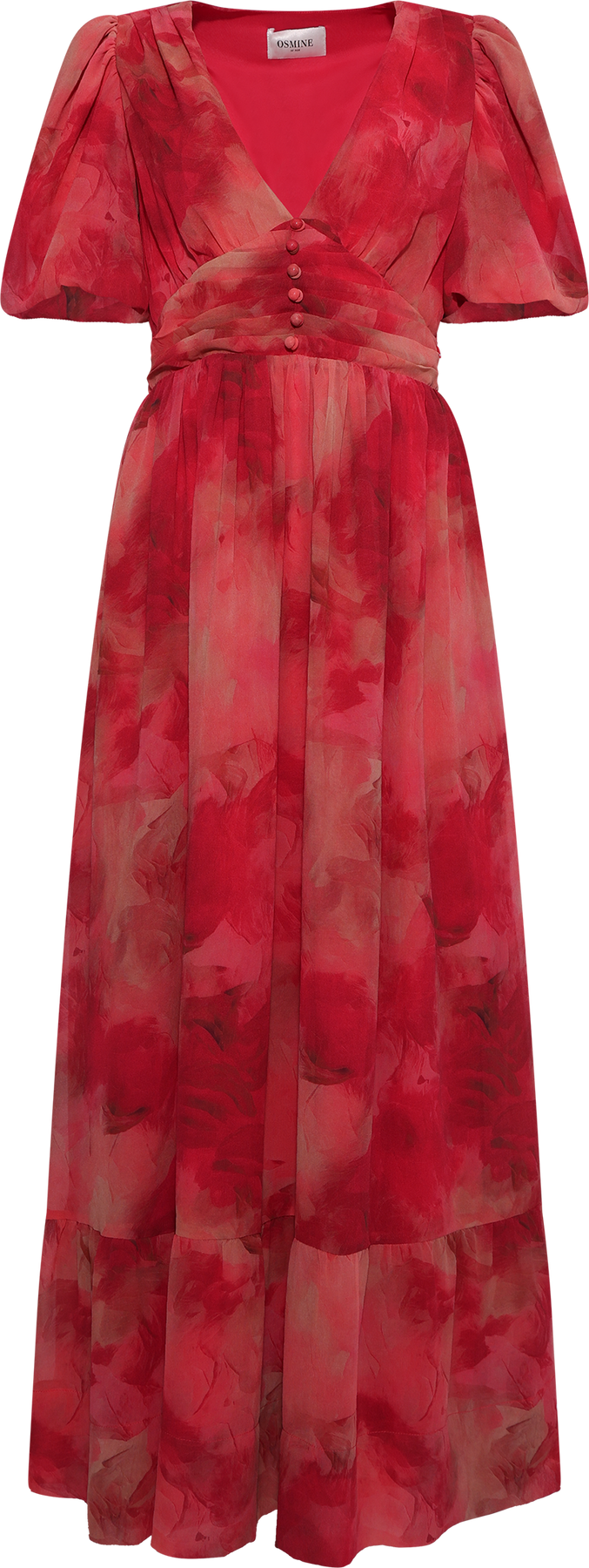 Nordalill Chiffon Maxi Dress - Coral Red