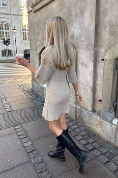 Oliviaic Knit Dress - Ribbed Beige
