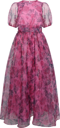 Elsa Flower Organza Maxi Dress - Pink
