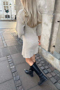 Oliviaic Knit Dress - Ribbed Beige