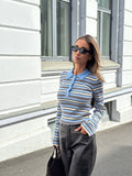 Marte Ls Stripe Polo - Blue