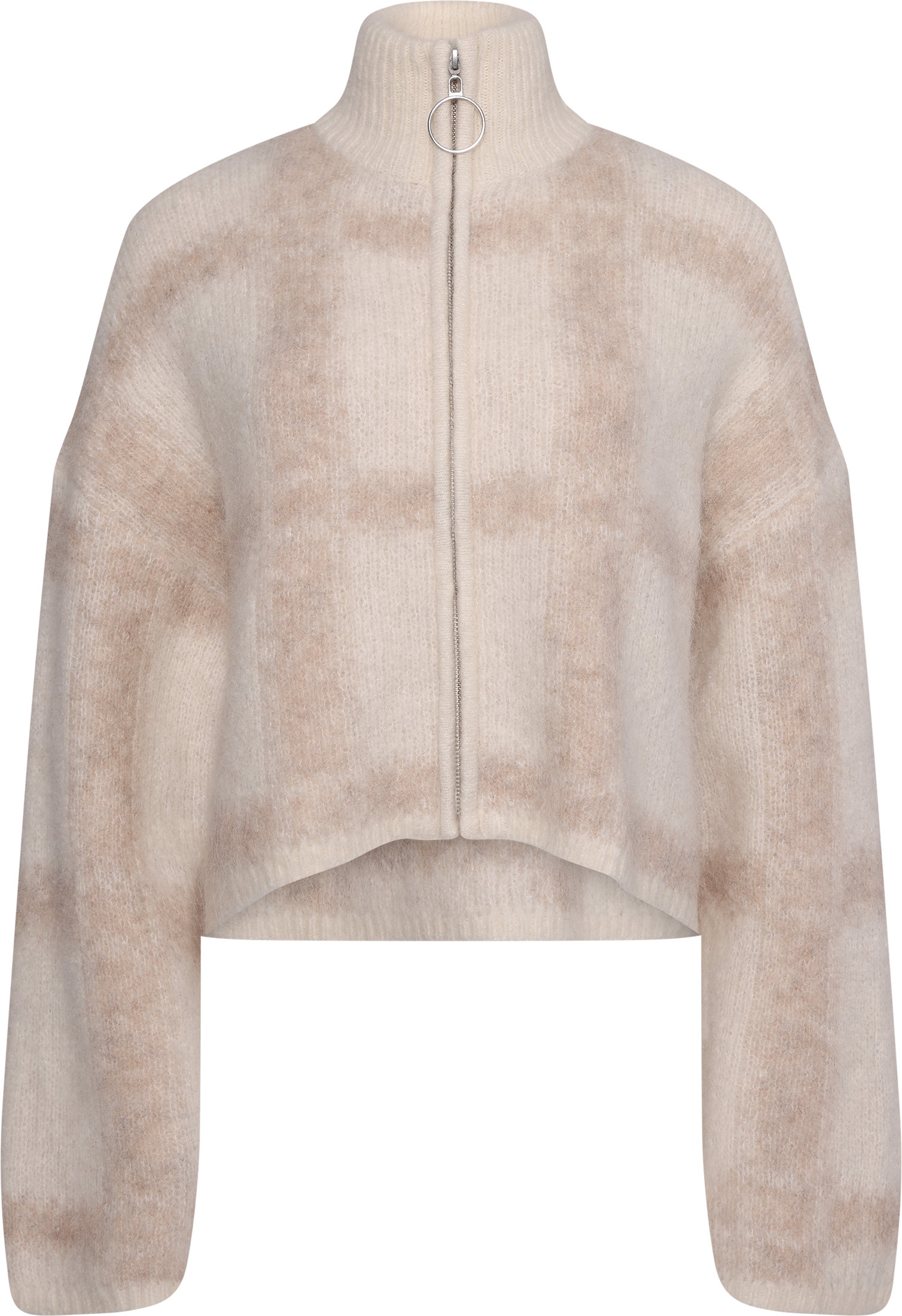 Tine Light Check Cardigan - Lt Brown Mix